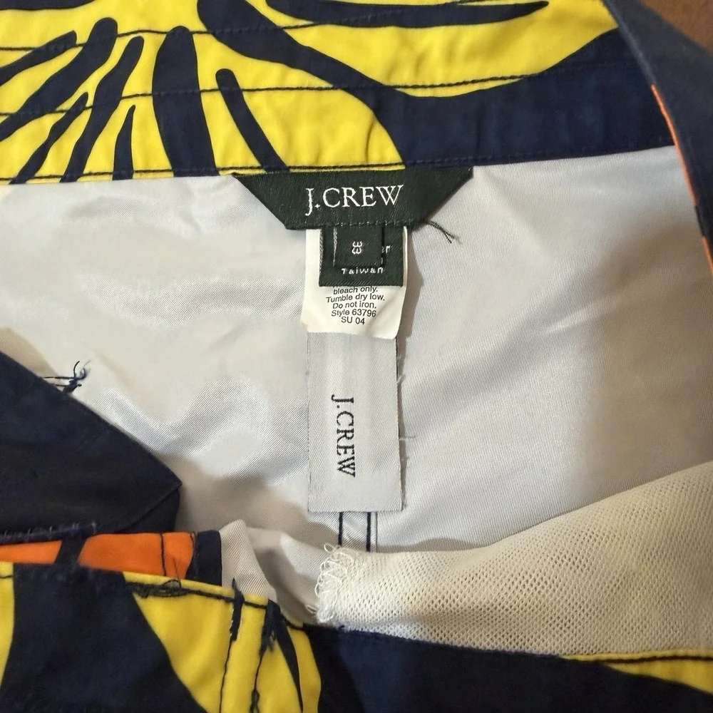 J Crew Swim Trunks Board Shorts Blue With‎ Floral Print Men's 33 Drawstring